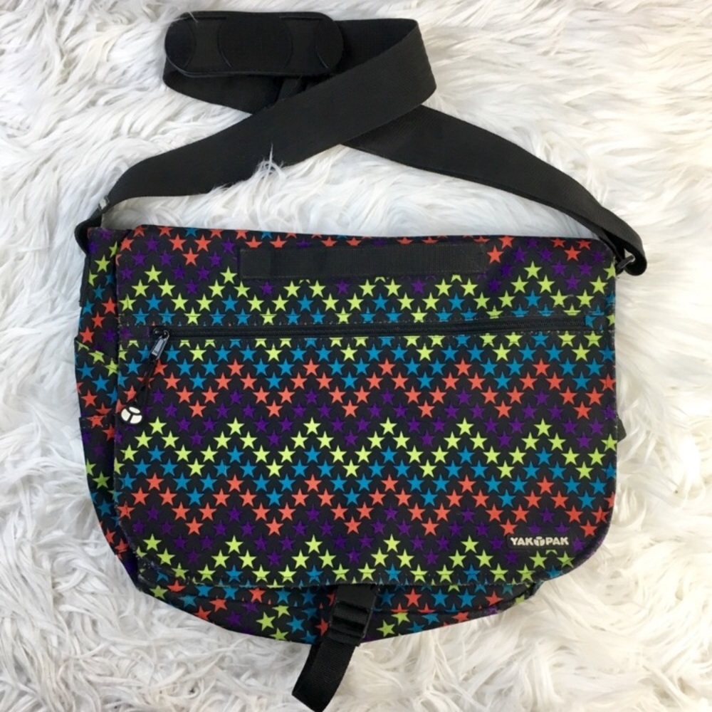 Yak Pak Messenger Laptop Bag Rainbow Star Print